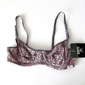 Roots Floral Underwire Bralette Womens 36 Feminine Layer Casual Travel NWT Sheer